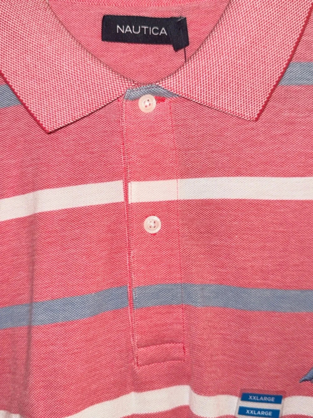 Nautica Pink Striped Polo XXL Casual Preppy Shirt - Picture 2 of 11